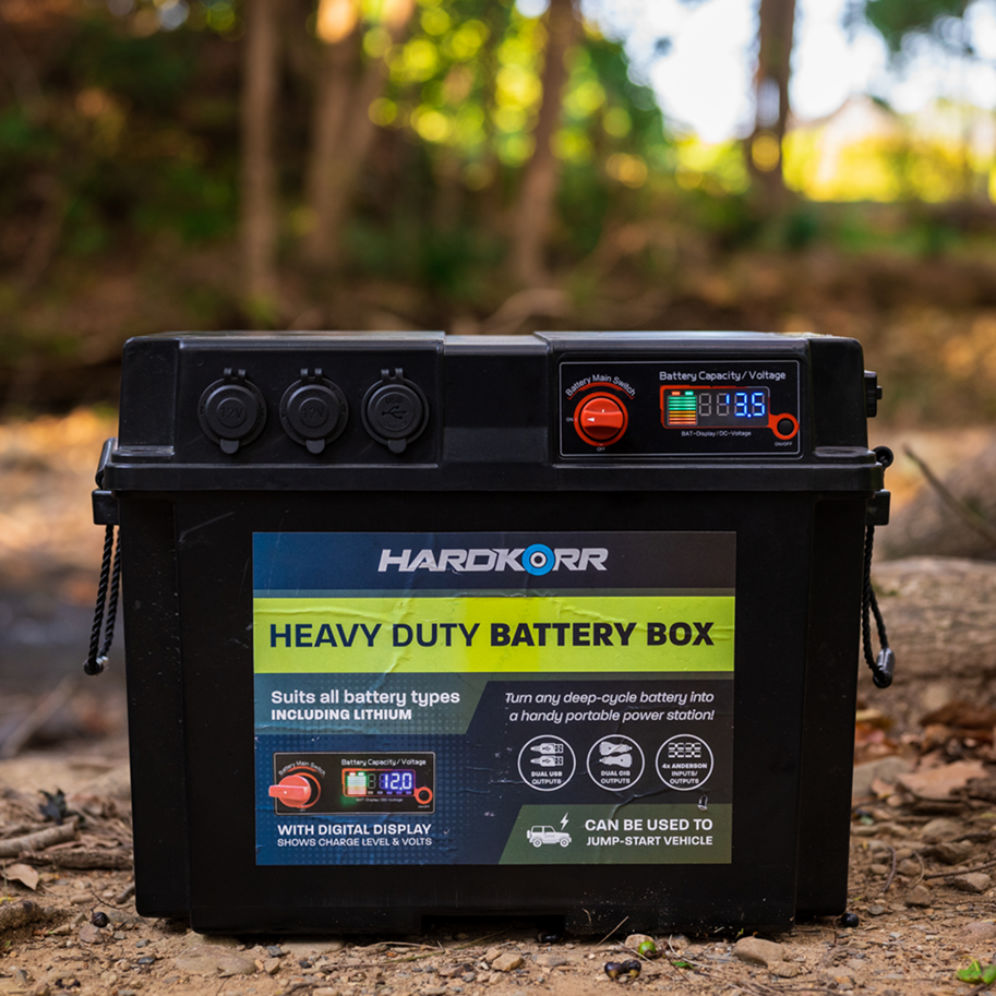 deep cycle battery on a ground 